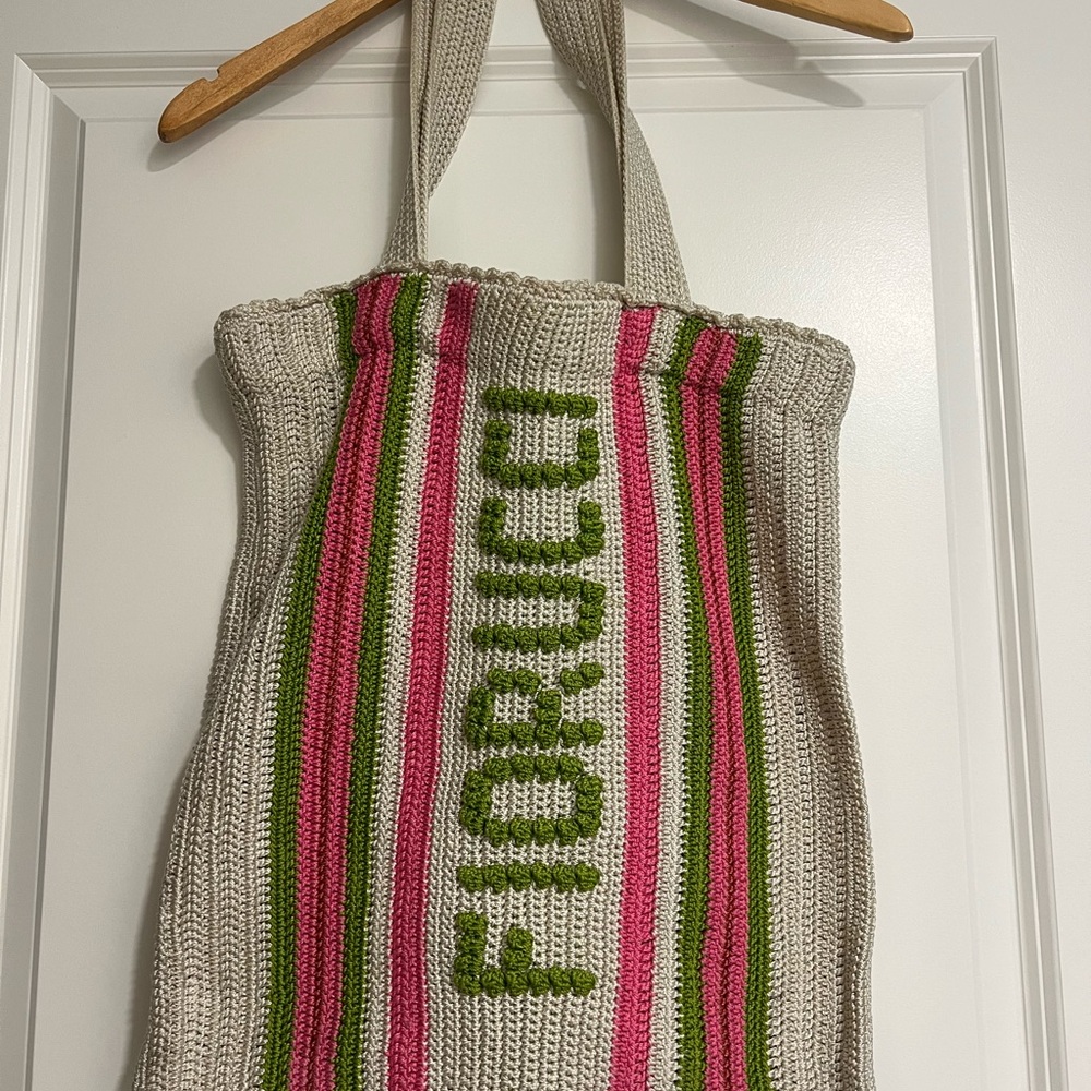 Pink and Green Fiorucci Crochet Tote - Picture 2 of 3
